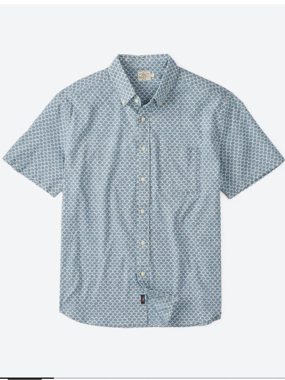Faherty Playa Short Sleeve Button Down Shirt Fish Scales Size XLT-NWOT